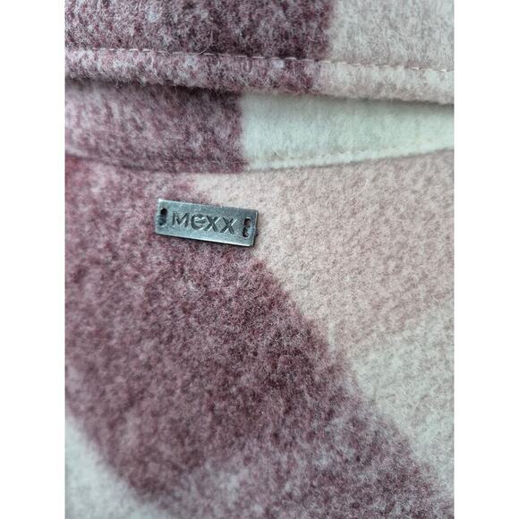 Mexx Women’s Soft-Brushed Plaid Long Shacket Pink Burgundy  Sz XS NWOT - Picture 10 of 11